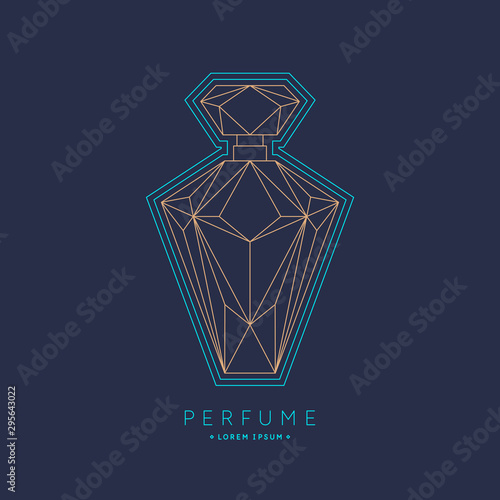 Bottle of perfume. Linear image perfume to monogram.