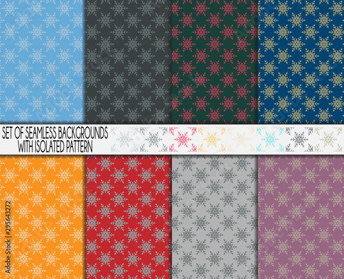 Motif répété en forme de flocon de neige idéal pour des fonds sur thème de Noël - Motif isolé pour utilisation facile et personnalisable sous Illustrator