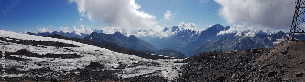 Beautiful view of mountains in the Elbrus area. Mountain Cheget. Panorama