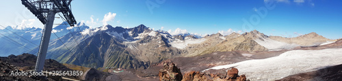 Beautiful view of mountains in the Elbrus area. Mountain Cheget. Panorama