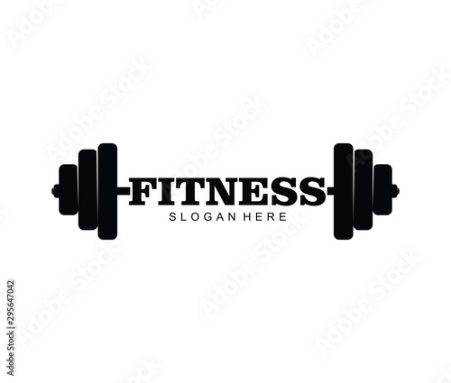 Gym fitness with barbell logo icon vector template