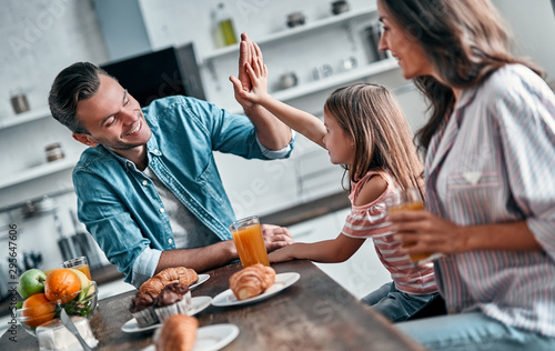 Family in kitchen