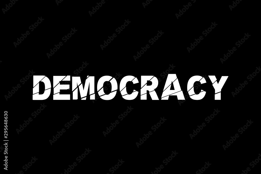 Broken Democracy in danger - democratic system is deteriorating and worsening. Vector illustration