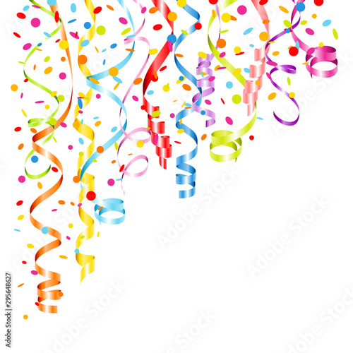 Ecke Bunte Luftschlangen Und Konfetti Oben Links