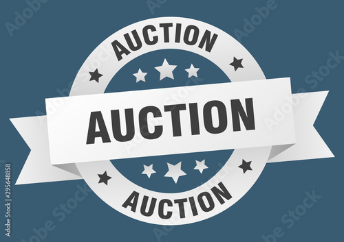 auction ribbon. auction round white sign. auction