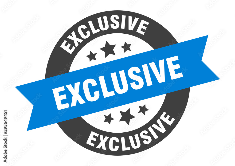 Fototapeta premium exclusive sign. exclusive blue-black round ribbon sticker