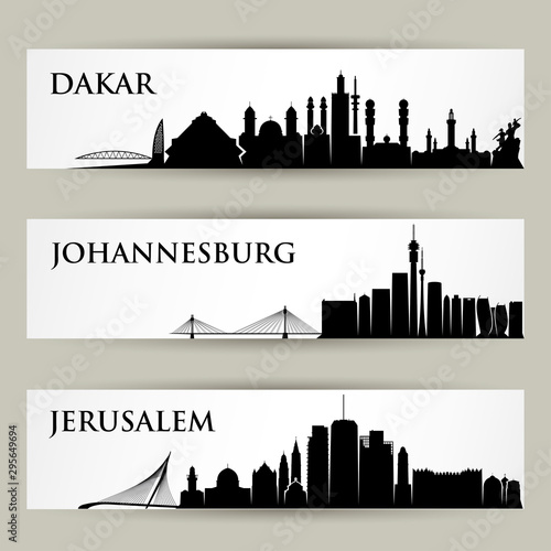 African cities skylines - vector illustration
