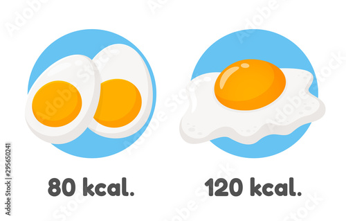 Vector fried eggs and boiled eggs Popular breakfast for health lovers