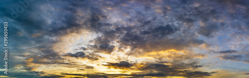 Golden hour cloudy sky panoramic nature background