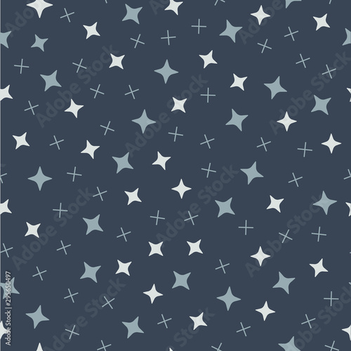 Vector seamless pattern of stars on a dark background. Great for fabric, children's fashion, gift wrap.