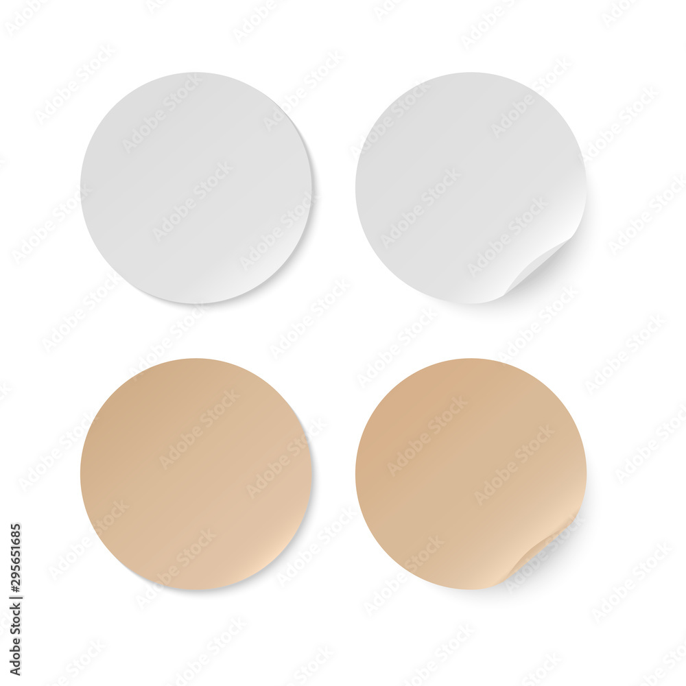 Notebook paper of two colors round white beige. Post note sticker set ...