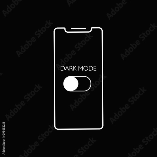 Dark mode on and off vector concept. Dark mode toggle on the phone screen. 