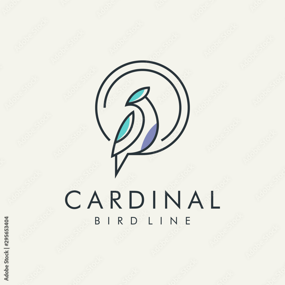 Naklejka cardinal bird modern line logo, vector illustration
