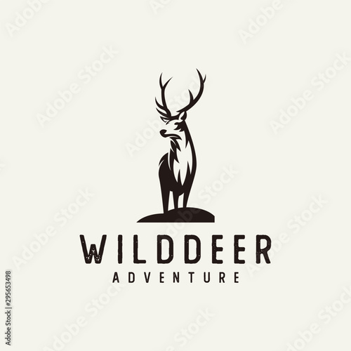 silhouette deer logo - vector illustration of a classic retro animal