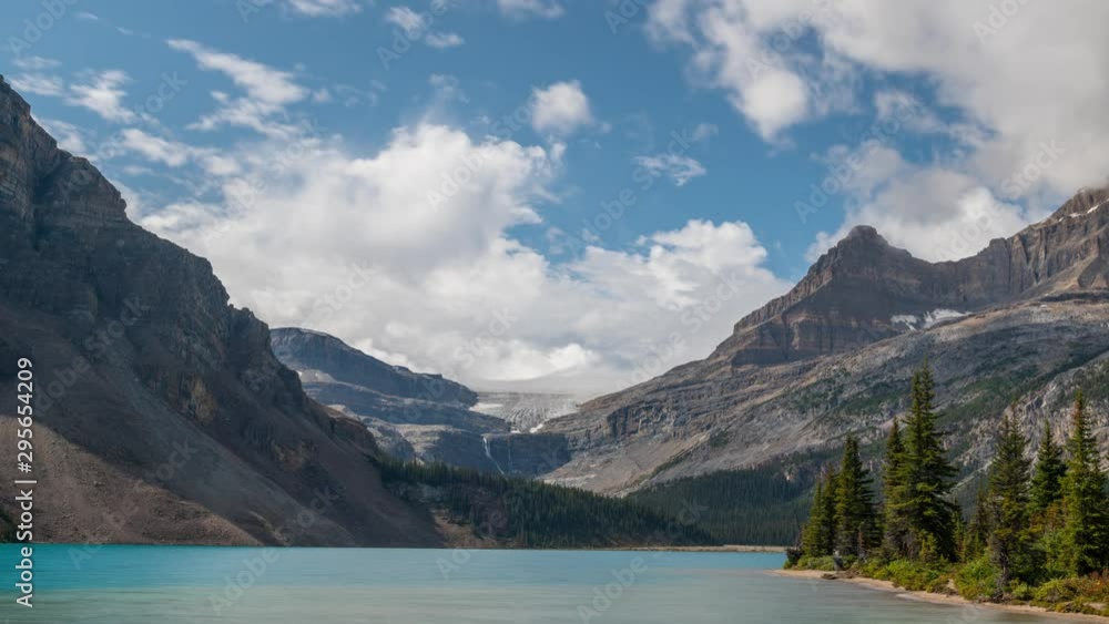 Bow Lake, Banff National Park, Alberta Canada, Day Timelapse Video