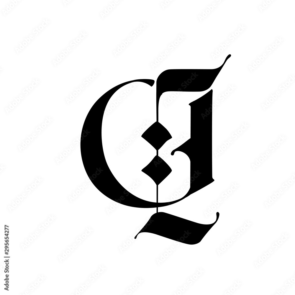 Letter G In The Gothic Style Vector Alphabet The Symbol Is Isolated On A  White Background