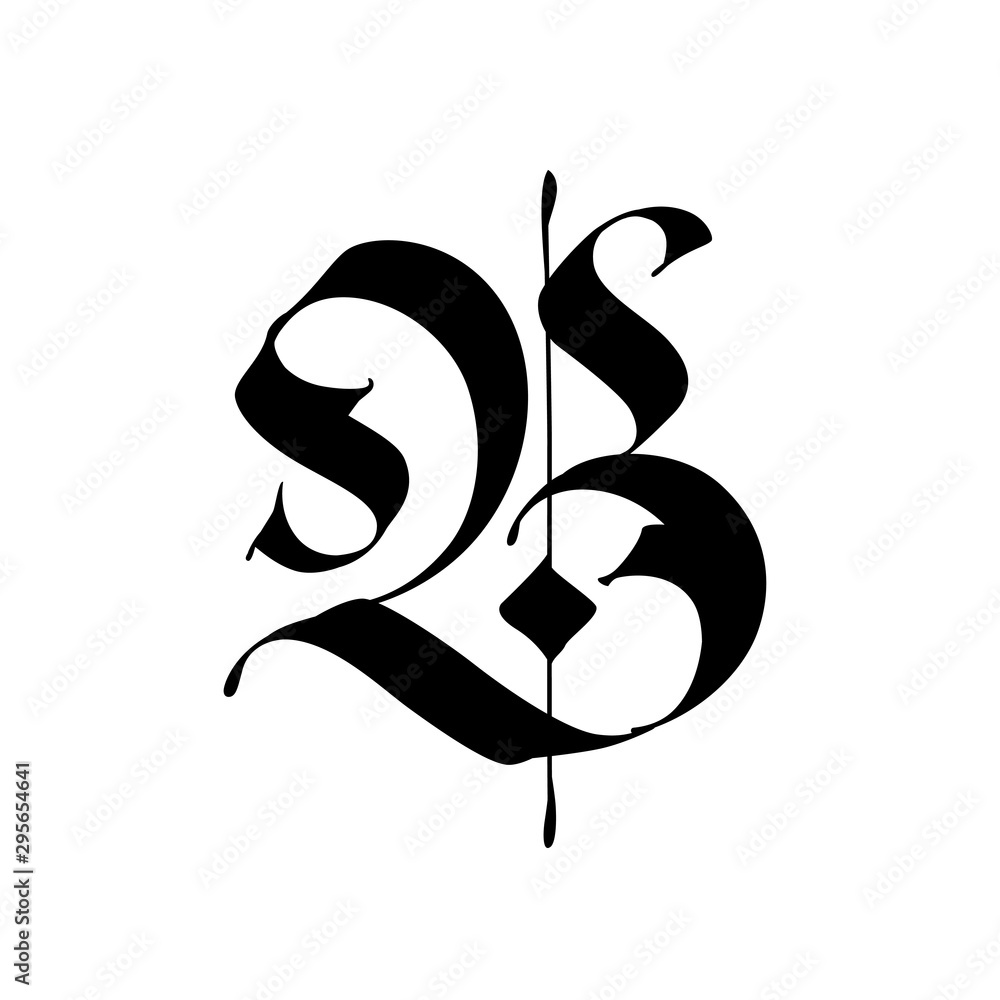 Letter B, in the Gothic style. Alphabet. The symbol is isolated on a white  background. Calligraphy and lettering. Medieval Latin letter. Logo for the  company. Monogram. Elegant font for tattoo. Stock Illustration |