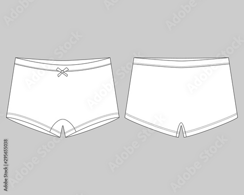 Kids mini short knickers underwear. Lady underpants. Female white knickers.
