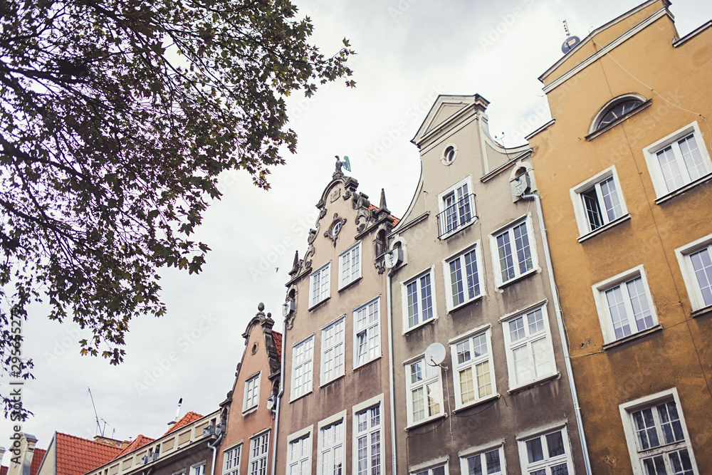 the old colored houses of Europe. Poland, Gdansk