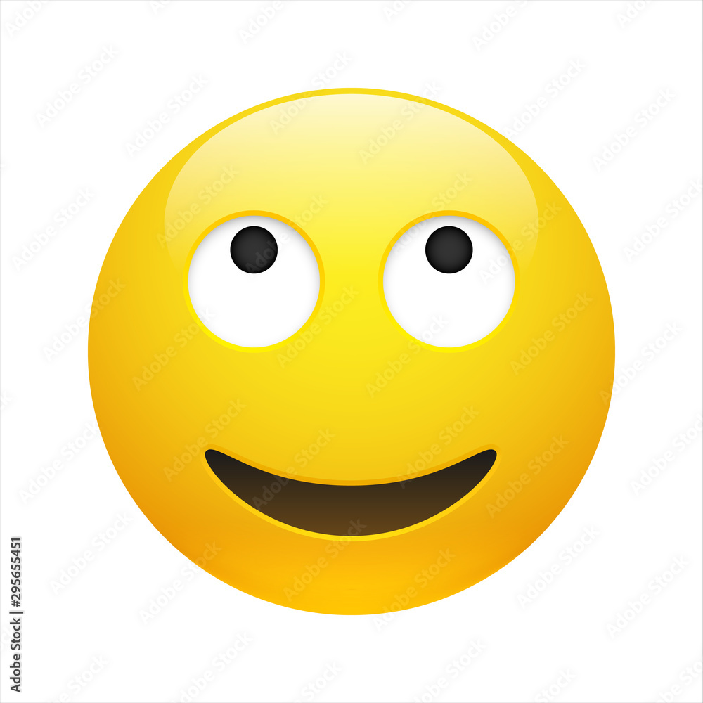 Vector yellow dreaming emoticon with opened eyes Vector yellow dreaming emoticon with opened eyes