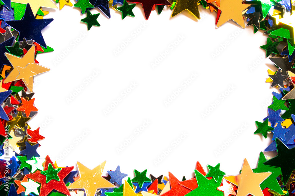 Glitter Tinsel Stars Close Frame Border Up For Background Glitter Tinsel Stars Close Frame Border Up For Background