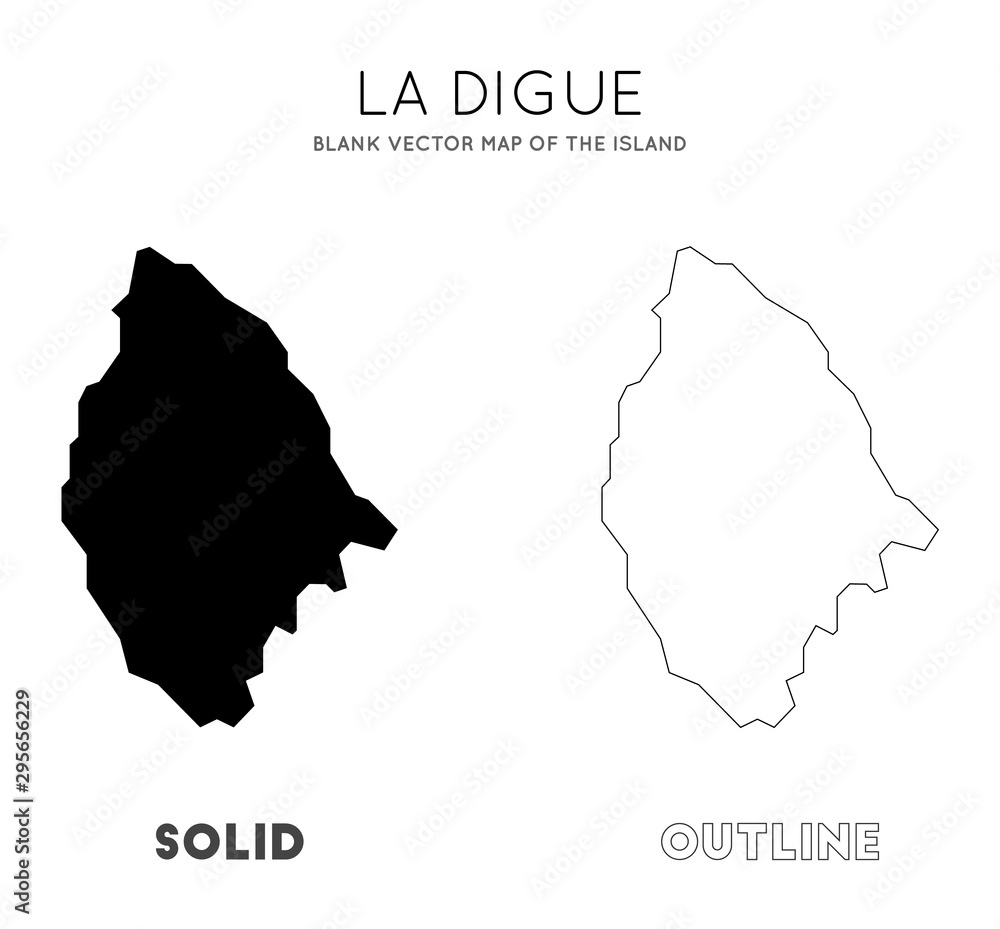 La Digue map. Blank vector map of the Island. Borders of La Digue for ...