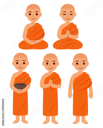 Cartoon Buddhist monks set