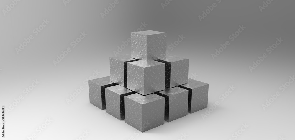 cube stacked rendering in gray background cube stacked rendering in gray background