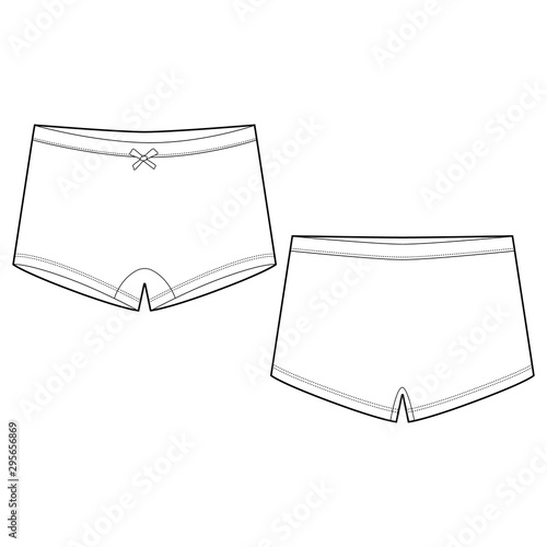 Kids mini short knickers underwear. Lady underpants. Female white knickers.