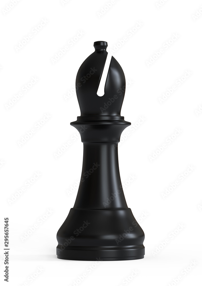 Black bishop chess piece isolated on white background. Chess game figurine.  Chess pieces. Board games. Strategy games. 3d illustration, 3d rendering  ilustración de Stock | Adobe Stock