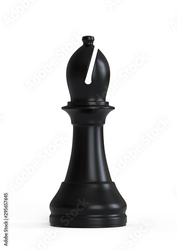 Leinwand Poster Black bishop chess piece isolated on white background