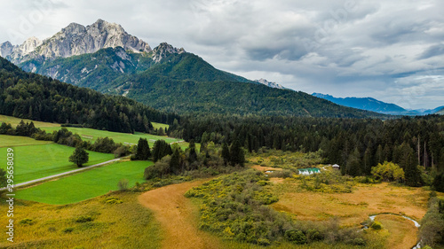 Aerial View Over Zelenci Nature Reserve in Slovenia