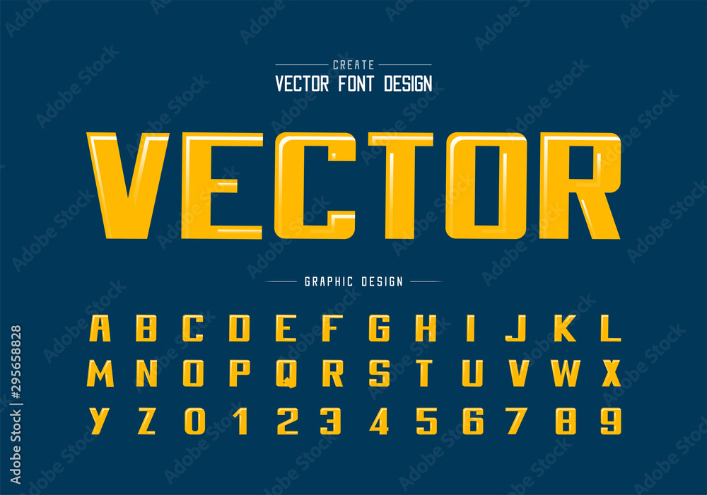 Bold Font and alphabet vector, Writing typeface and number design, Graphic text on background