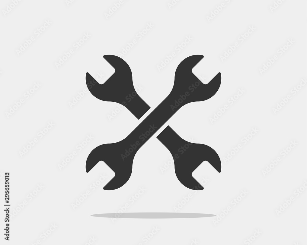 Tools vector wrench icon. Spanner logo design element. Key tool isolated on white background. Tools vector wrench icon. Spanner logo design element. Key tool isolated on white background.