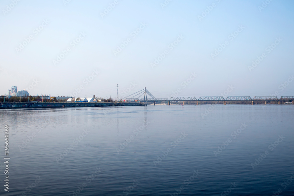 View of the bridge over the Dnieper river