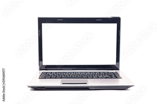 Computer screen with blank white screen isolated on white background,with clipping path