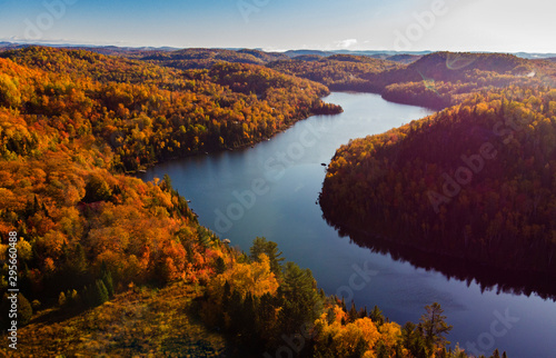 Aerial view of Laurentian forest in autumn