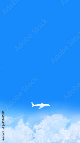 floating clouds in the clear blue sky and shaped clouds airplane