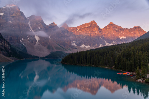 Moraine Lake at sunrise, Lake Louise, Canada photo