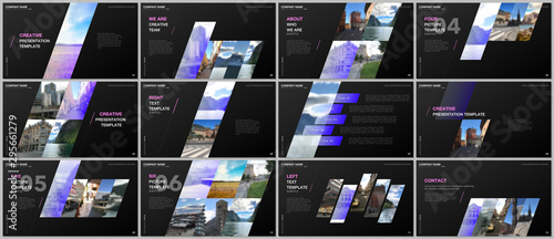 Minimal presentations design, portfolio vector templates with colorful gradient geometric background. Multipurpose template for presentation slide, flyer leaflet, brochure cover, report, advertising.