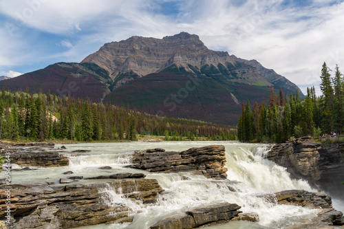 The Athabasca Falls and Mount Kerkeslin, Canada photo