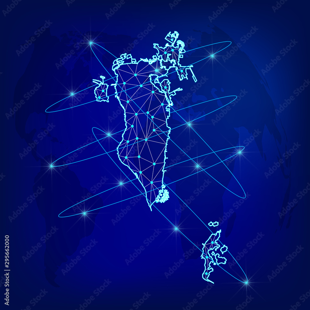Global logistics network concept. Communications network map Bahrain on ...