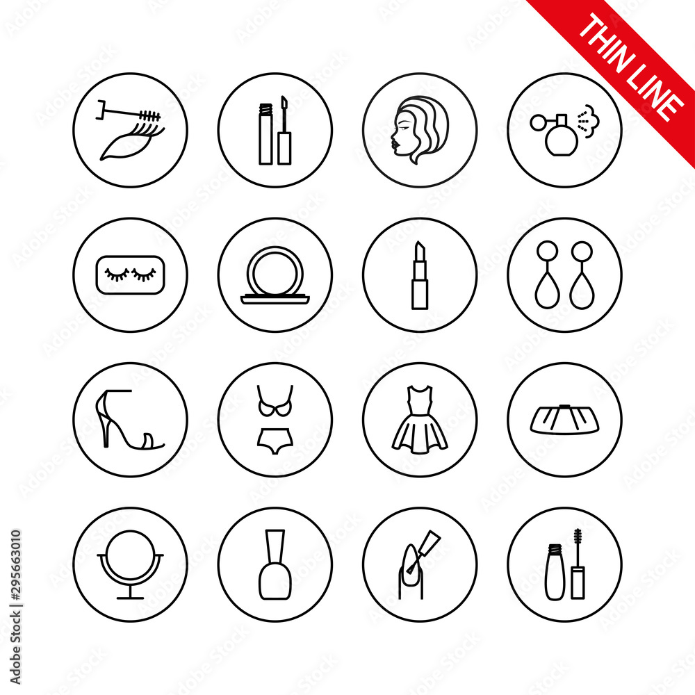 Cosmetics and beauty icons. Vector. Editable Thin line. Cosmetics and beauty icons. Vector. Editable Thin line.