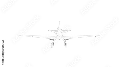 Canvas Print 3d rendering multiple technical drawing views of a Spitfire