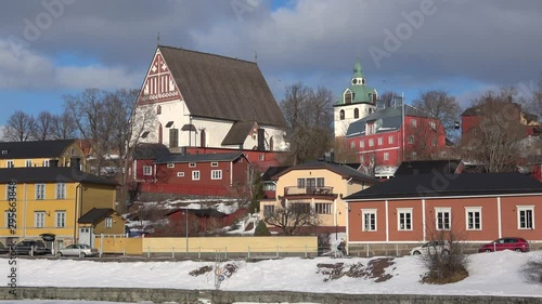 View of the old Lutheran Cathedral on a March day. Porvoo, Finland photo