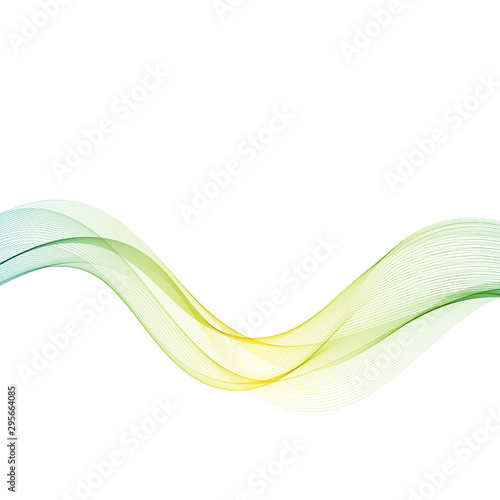  Abstract background with horizontal wavy blue-green wave. Design element