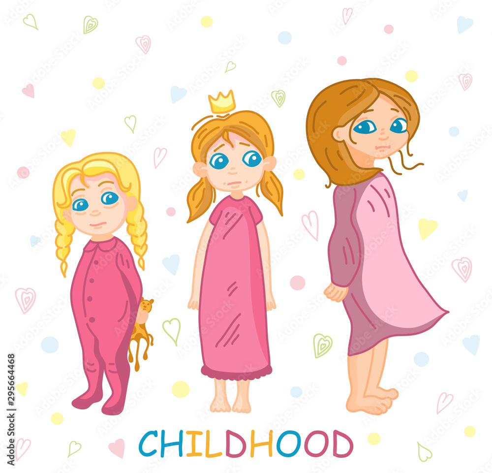 Advertising banner three girls different ages. Advertising banner three girls different ages.