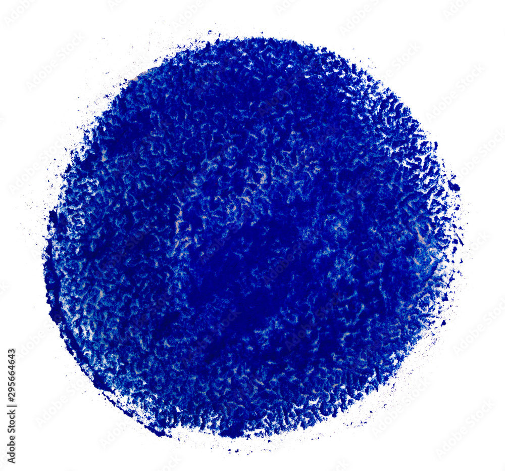 Fototapeta premium blue circle drawing with colored chalk. with texture. crayons texture pencils on a white background