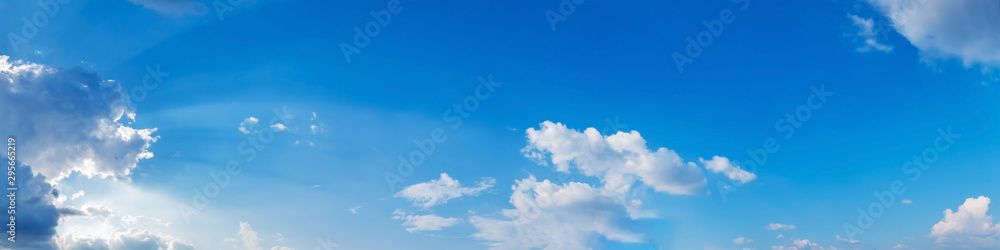 Panorama sky with cloud on a sunny day. Beautiful cirrus cloud. Panoramic image. Panorama sky with cloud on a sunny day. Beautiful cirrus cloud. Panoramic image.