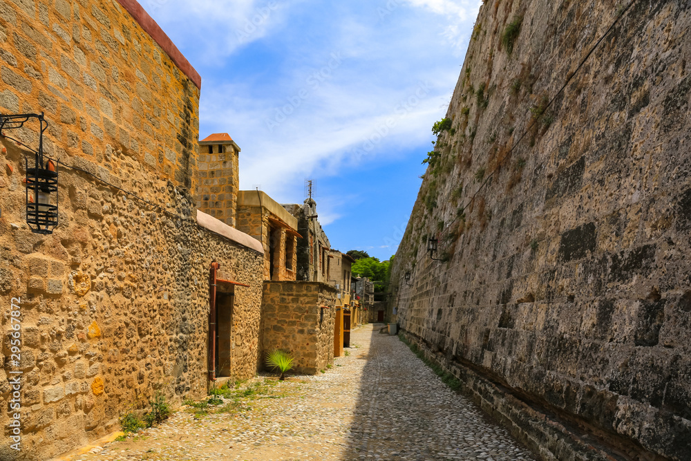 Narrow streets in Rhodes old town